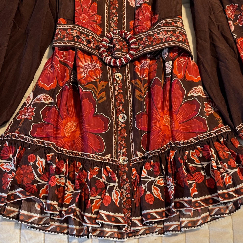 FARM Rio Burgundy Floral Mini Dress with Red and Pink Accents - Picture 6 of 7